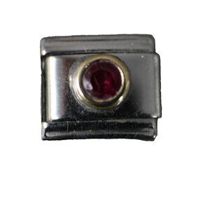 Italian Charm Goldtone Rhinestone Red Gold Bezel Stretch Link Italian Charm